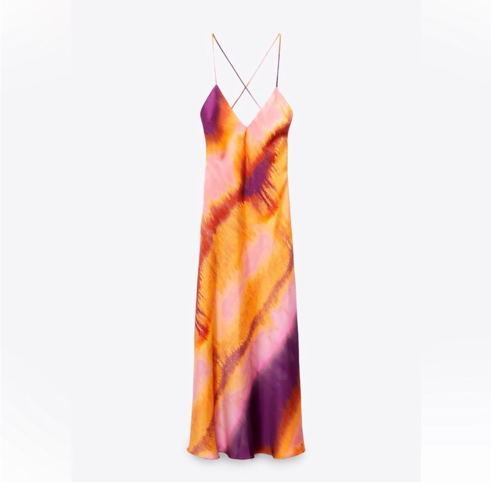 Zara Multicolor Tie-Dye Midi Dress